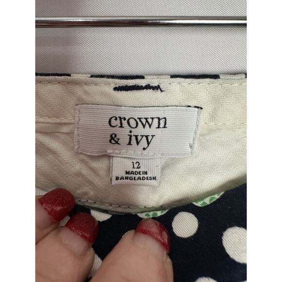 Crown & Ivy Polka Dot Elephant Shorts Womens sz 12 All over Graphic Coastal - Picture 6 of 7